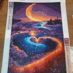 Finished 5D Diamond Art Painting Wall, Purple Sea-sunset Sealed With Clear Glue